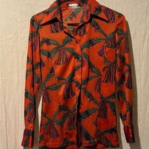 Andre Fuller 1970’s Big Collar Holiday Button Down Blouse